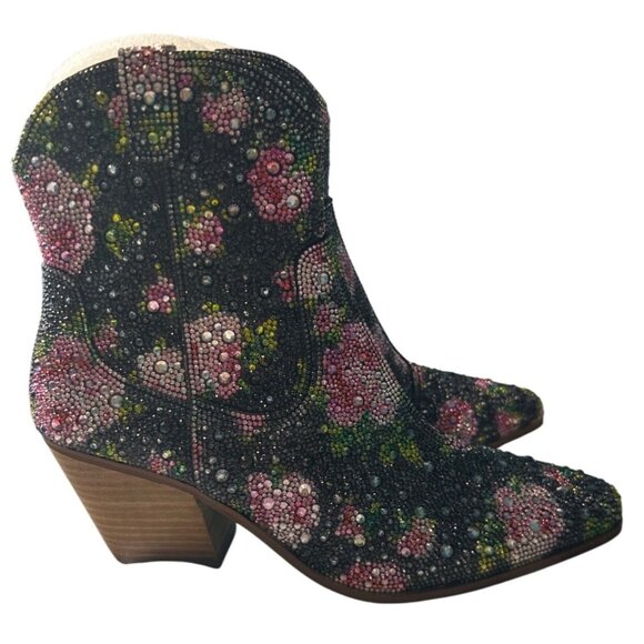 Betsey Johnson Diva Black Rhinestone Western Boots – Size 8 – Rare & Sold Out! - Picture 5 of 11